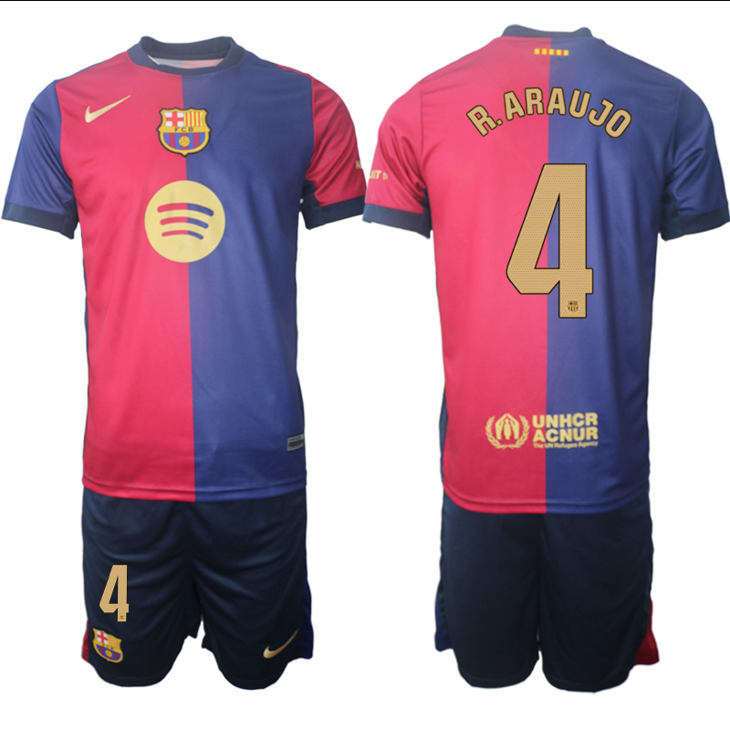 Men 2024-2025 Club Barcelona home Red blue #4 Soccer Jersey->barcelona jersey->Soccer Club Jersey